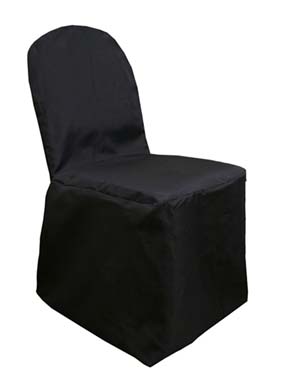 Black Banquet Chair Cover from Always Invited Event Rentals