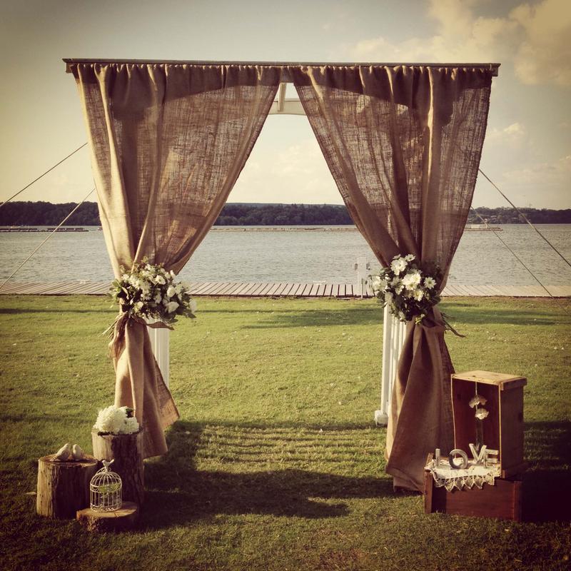 Burlap Pipe and Drape from Always Invited Event Rentals 