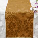 Antique Gold on Gold Damask Runner from Always Invited Event Rentals