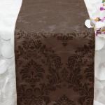 Chocolate on Chocolate Damask Runner from Always Invited Event Rentals