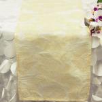 Ivory on Ivory Damask Runner from Always Invited Event Rentals