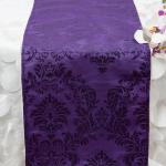 Purple on Purple Damask Runner from Always Invited Event Rentals