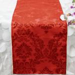 $4.25 Red on Red Damask Runner from Always Invited Event Rentals