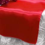 Red Satin Runner from Always Invited Event Rentals